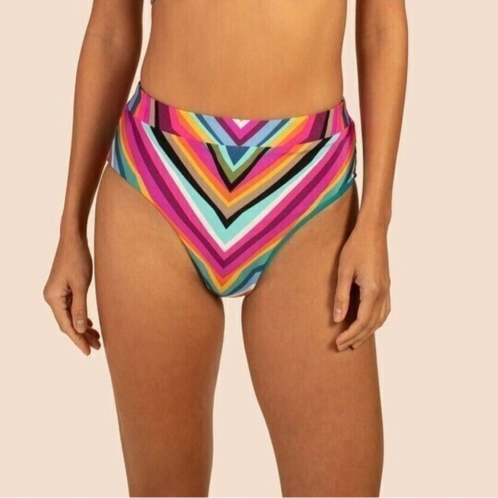 NWT Trina Turk multi color Louvre High Waist bikini bottoms.